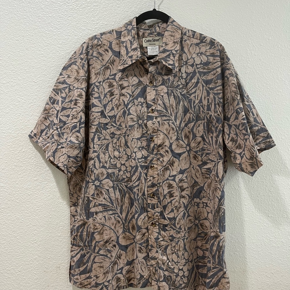 1990's Cotton Cooke Street Aloha Shirt - Blue with Flowers